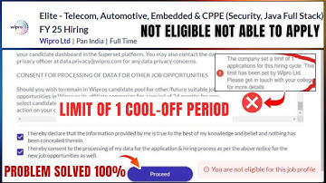 Not Able to Apply in Wipro Through Join-Superset | Company Set Limit to 1 Application Problem Solved