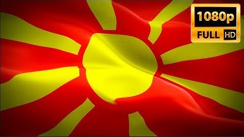 North Macedonia Flag Wave Loop waving in wind. Realistic Macedonian Flag background. Macedonia HD