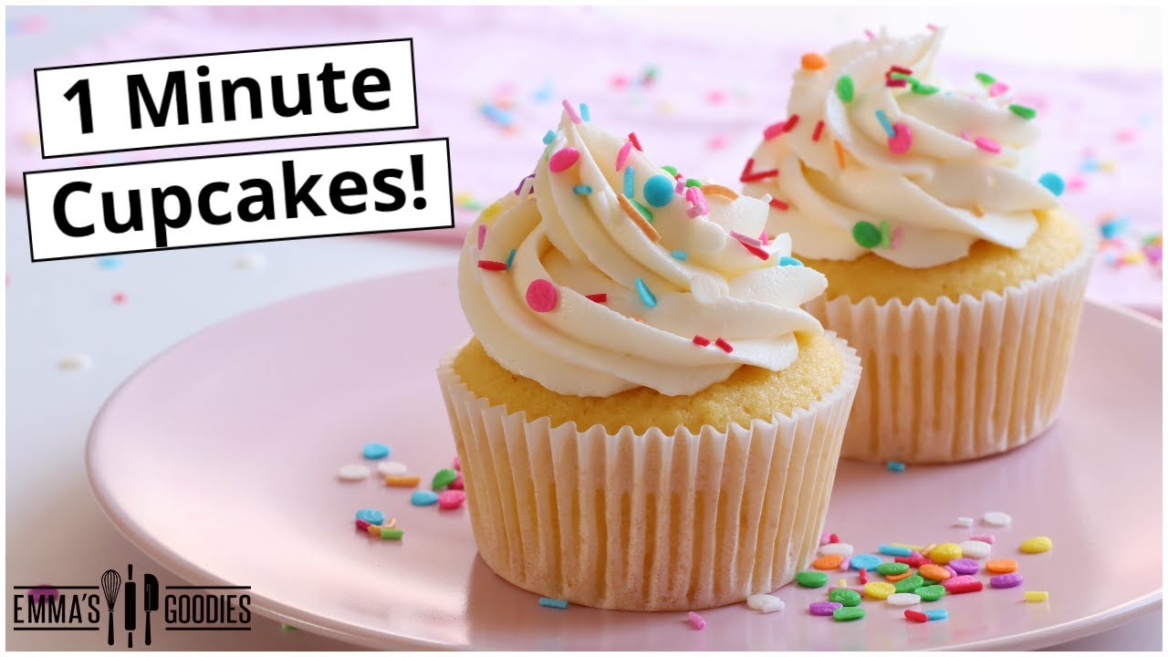 Perfect Vanilla Cupcakes in 1 minute! The EASIEST Vanilla Cupcake Recipe!