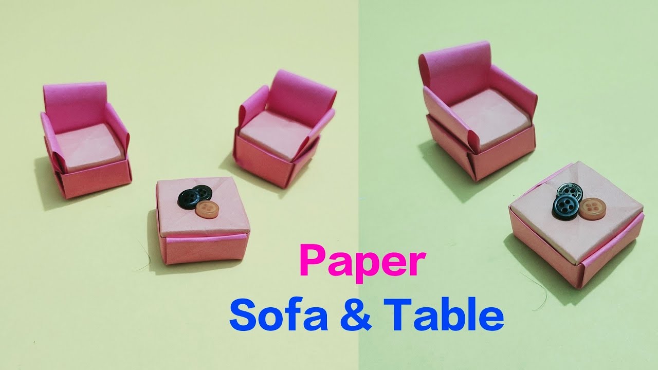 Paper sofa and table DIY paper sofa table Origami paper crafts