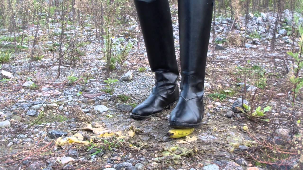Riding Boots crushing banana - YouTube