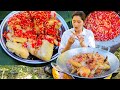 Amazing chicken wing crispy spicy cooking with chili sauce | Eating spicy chicken wing