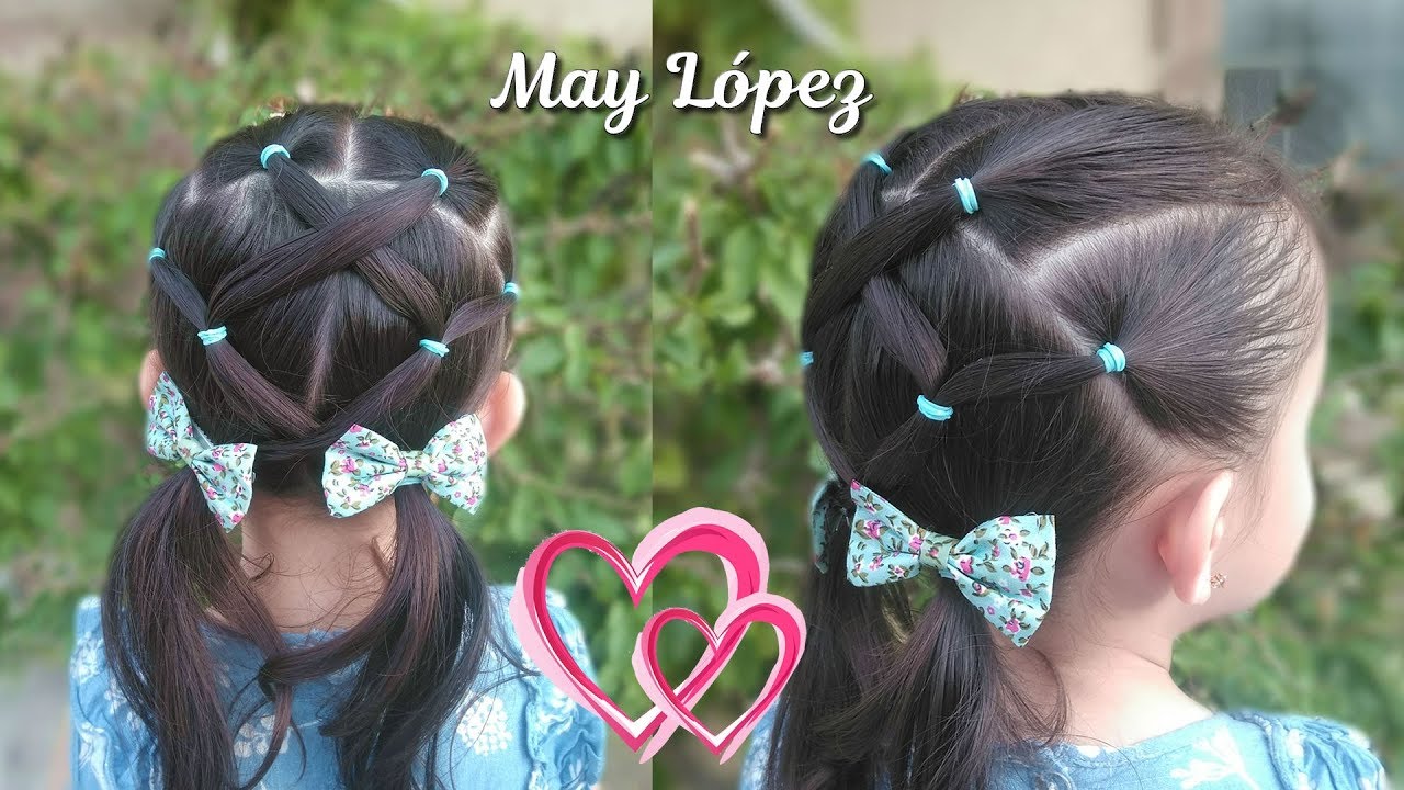 Peinado para NIÑAS con LIGAS para la ESCUELA | Peinados fáciles | May López  - YouTube