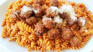 معكرونة بكريات اللحم  # meatballs pasta #pasta con le polpette