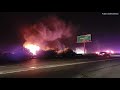Semi Catches Fire on Freeway After Crash on Interstate 5