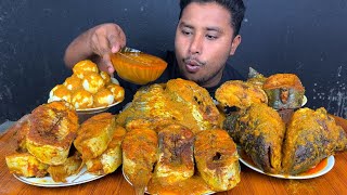 EATING BIG FISH CURRY ,EGGS CURRY ,SPICY GRAVY WITH RICE | FISH CURRY EATING CHALLENGE | ASMR 