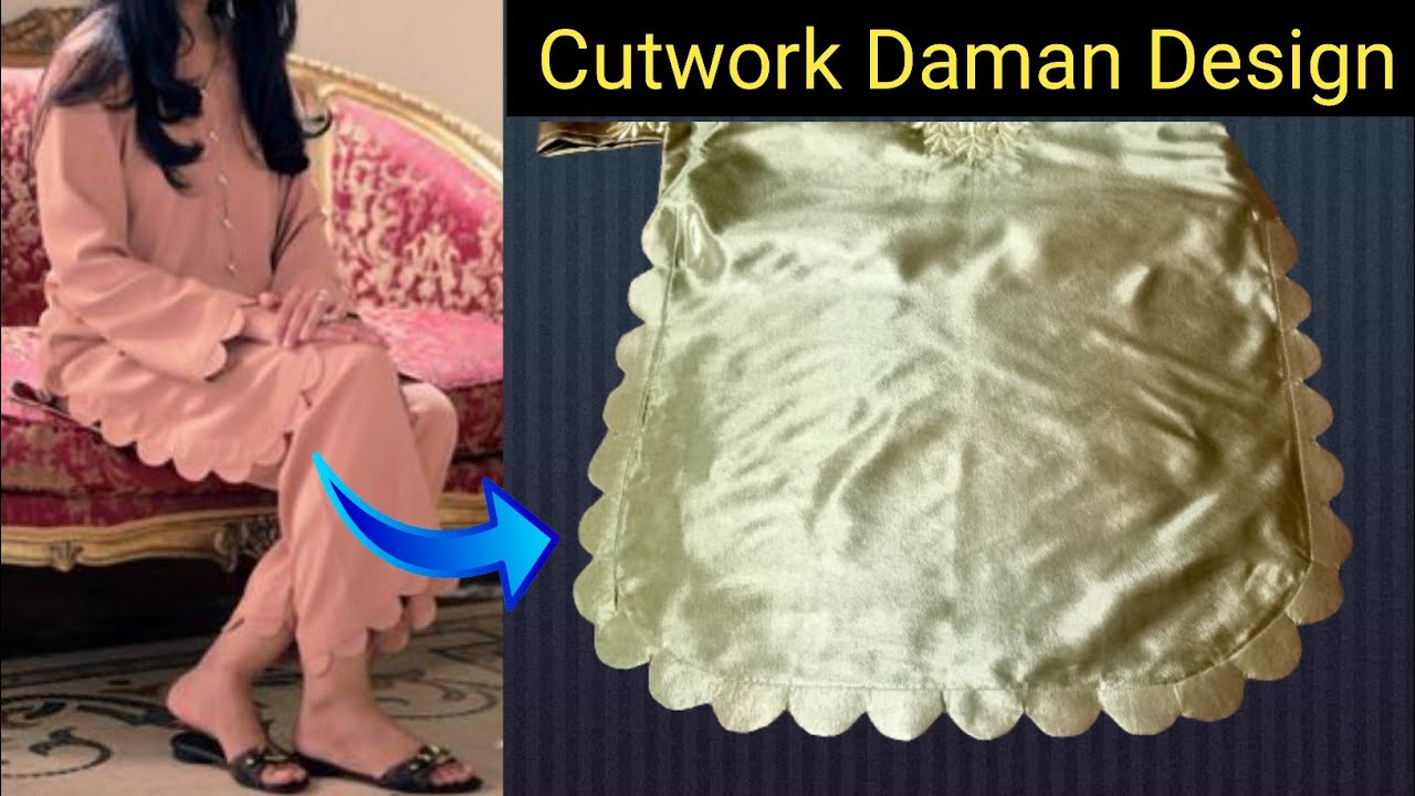 Gol daman cutwork design || cutwork design on daman || cutwork daman design cutting and stitching