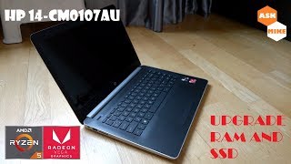 HP 14-cm0107AU Ryzen 5 Laptop Upgrade RAM and SSD