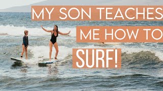 Day in our Hawaii life | MY SON TEACHES ME HOW TO SURF!