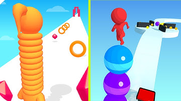 STACK RİDER 🆚 LONG NECK RUN Gameplay, MAX Levels Dual Screen.!!