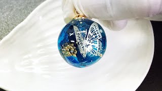 【UVレジン　100均】お花と蝶を球体に入れました②！UV resin Put flowers and butterflies in the sphere