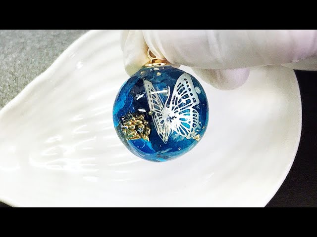 【UVレジン　100均】お花と蝶を球体に入れました②！UV resin Put flowers and butterflies in the sphere