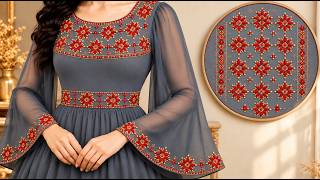 The latest embroidery design for a dress neckline