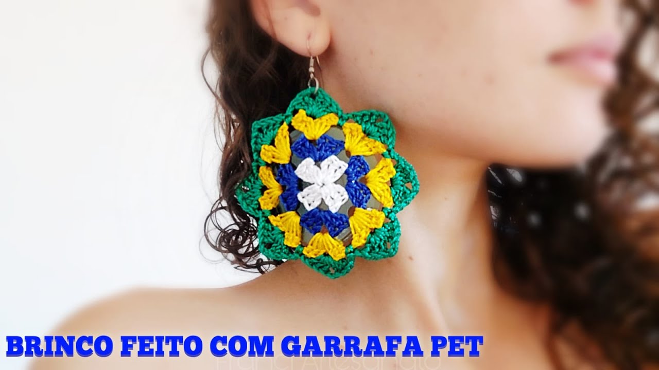 BRINCO FLOR BRASIL FEITO COM GARRAFA PET  PARA A COPA DO MUNDO - FRANCI ARTESANATO