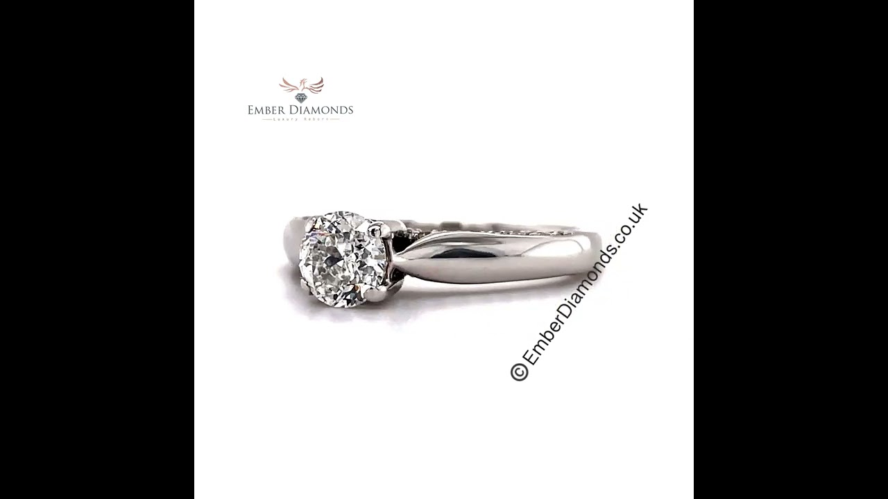0.70ct IGI Certified Forever Round Diamond Solitaire Accent Engagement Ring 18k White Gold H Samuel
