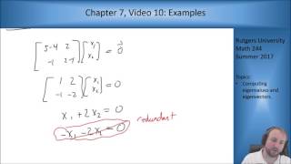 MATH 244: Chapter 7, Video 10: Examples of Eigenvalues and Eigenvectors