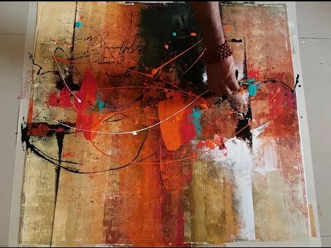 Abstract painting / textured with gesso / Acrylic abstract painting  demonstration 