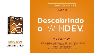 DICAS 2990 - WINDEV TUTORIAL 13 - Leçon 2.4.b. Procedures Parametros - PARTE 2