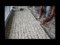 Hand made cobblestone cut and portuguese pavement laying techniques roc2c