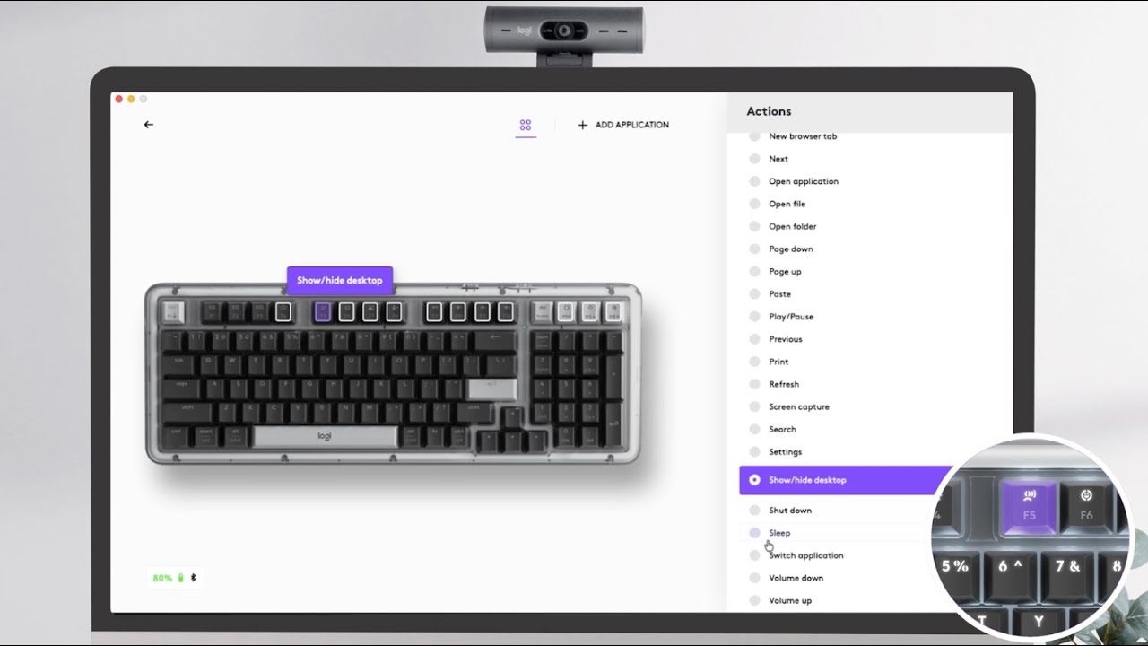 Customize your F-row keys of your Alto Keys K98M in the Logi Options+ App.