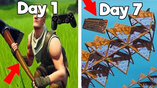 This is my 1 week progression going from a ps4 player on controller,
to pc fortnite using keyboard and mouse. learning mouse for fortni...