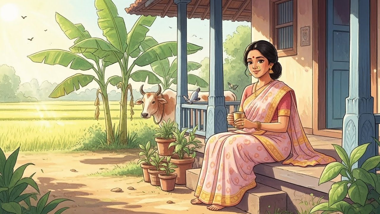 A Mother’s Village Morning 🌄🌾 | Cooking Sakinalu | Ghibli-Style Magic ✨🍃