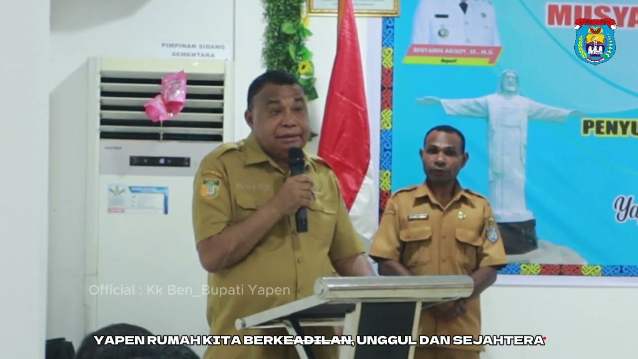 Bupati Yapen Benyamin Arisoy, membuka kegiatan Musrenbang Dustrik Yapen Selatan 