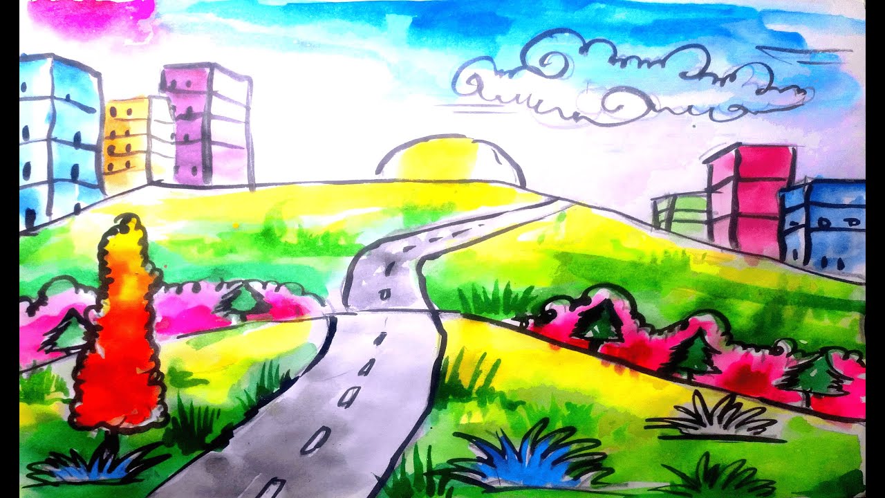 Easy sunrise watercolor painting for beginners II landscape painting tutorial beginners II YouTube