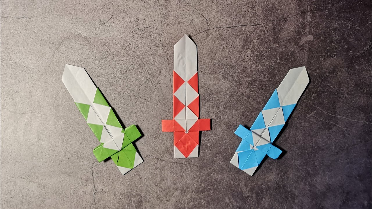 Origami Sword How To Make Paper Sword 寶劍折紙 武器玩具折紙 剣の折り紙の折り方 武器の折り紙 折纸案帛origami 折り紙モンスター