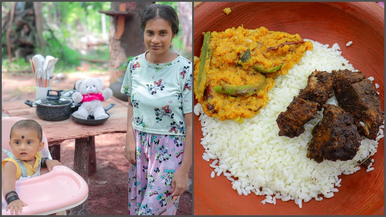 අම්මීටයි දූ ටයි ආපු තැගී😍(මගේ විදිහට හදපු මාලු ඇබුල් තියල්) of rice with delicious Fish Abul Thiyal😊