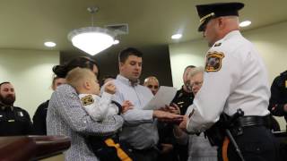 Patrolman Trent Powers Swearing In As Honorary Spotswood Police Officer