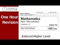 Edexcel GCSE Higher Maths Non Calc Questions 1 to 8. One hour revision.