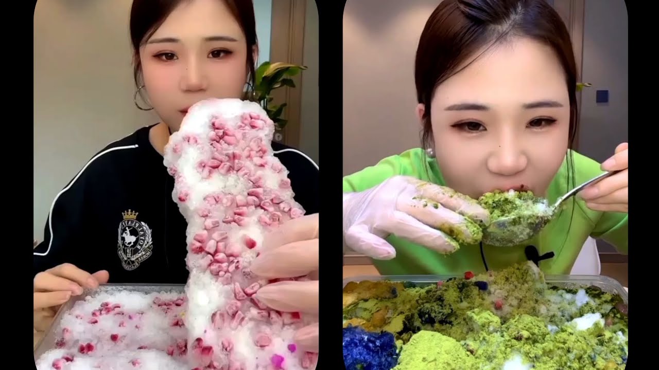 ASMR ICE | Only YY ice Eating || MIX refrozen shaved white ice with ...