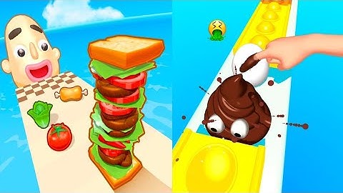 Sandwich Runner VS Pop Run - All Levels SpeedRun Gameplay Android iOS