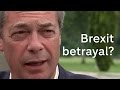 Brexit: Nigel Farage says he's worried about backsliding on Leave campaign promises