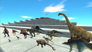 All dinosaurs speed race. Climb on the pyramid course! | Animal Revolt Battle Simulator