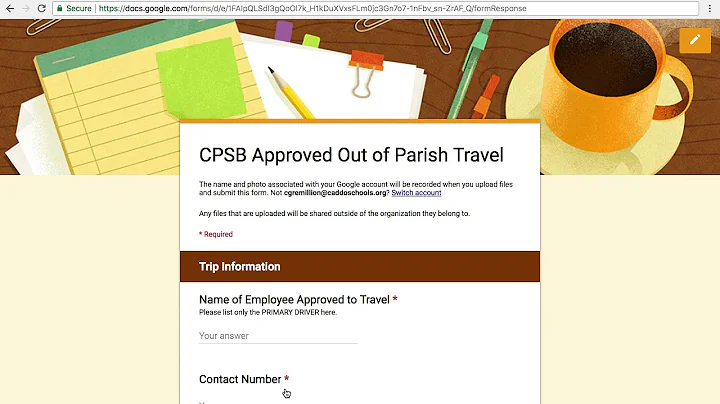 CPSB Approved Out of Parish Travel Form