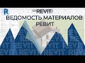 REVIT. Ведомость материалов РЕВИТ