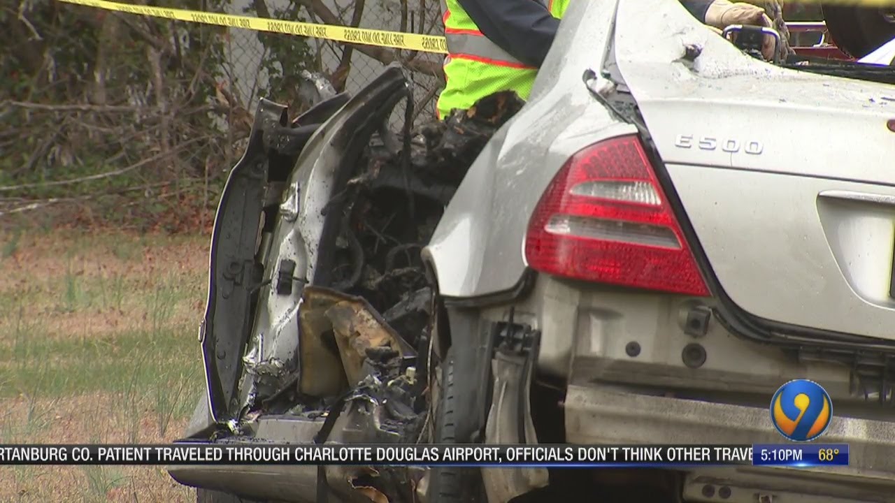 Driver killed when Mercedes catches fire after headon crash in Catawba