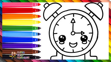 Draw and Color a Cute Alarm Clock ⏰🌈 Drawings for Kids