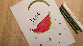 رسم بطیخ ،،، سهل watermelon drawing