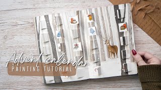 DIY Advent Calendar Painting | Step by Step Christmas Art Tutorial For Beginners | Deer In a Forest