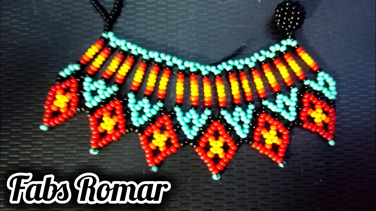 Como hacer collar de chaquira / mostacilla punta roja ♥️