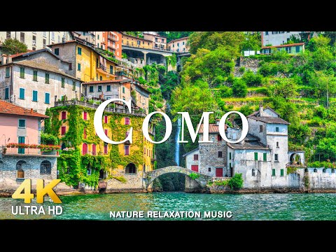 FLYING OVER COMO LAKE (4K Ultra HD) Beautiful Nature Scenery with Relaxing Music  VIDEO ULTRA HD