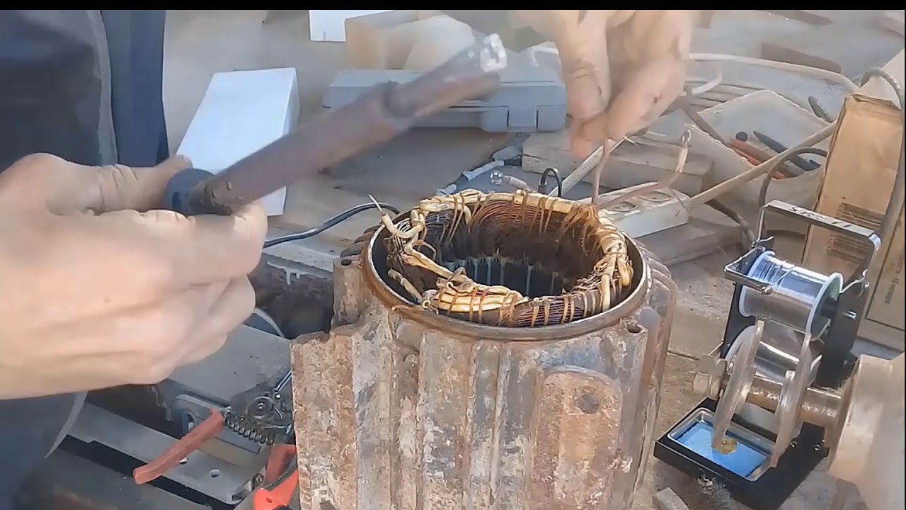 Переделка асинхронного двигателя для подключения треугольником - YouTube