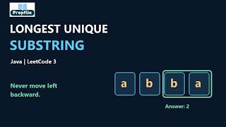 Longest Substring Without Repeating Characters in Java | Sliding Window | LeetCode 3 | Prepflix
