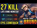 Comeback is real 27 kills bruno late game monster  build top 1 global bruno  mlbb