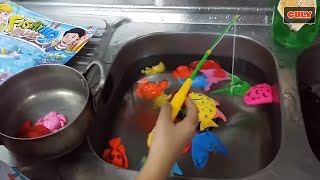 Đồ chơi câu cá tôm cua mực , đem cá đi nấu bất ngờ biến thành cá sấu Fishing toy for kids