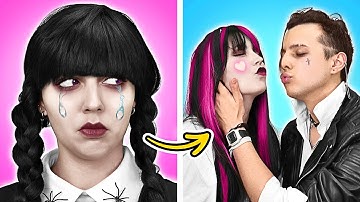 WEDNESDAY ADDAMS Got a CRUSH! Beauty HACKS for WEDNESDAY! Makeover with TikTok Gadgets by La La Life