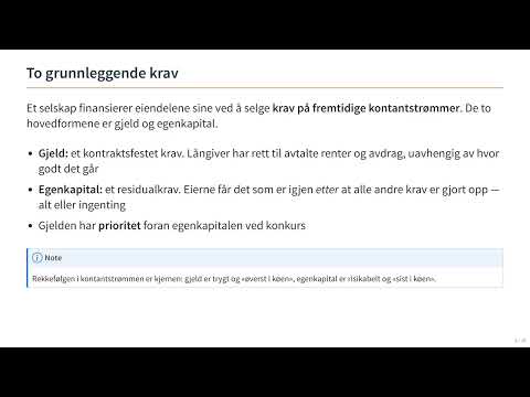 Videominiatyr: Del 1: Gjeld og egenkapital — to grunnleggende krav